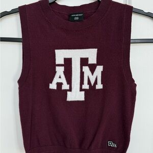 Maroon Sleeveless Sweater with White Logo